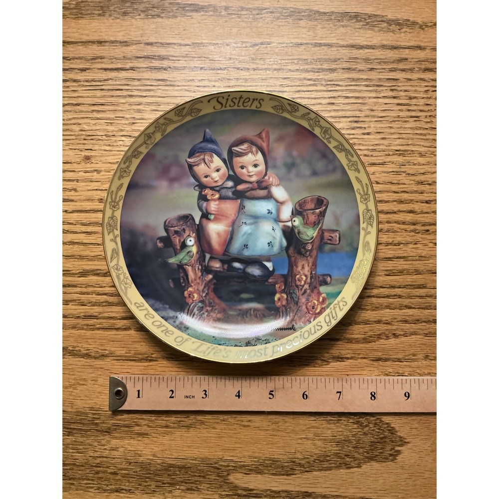 MJ Hummel Sisters Danbury Mint Collector Plate Limited Edition B3412 Gold Trim